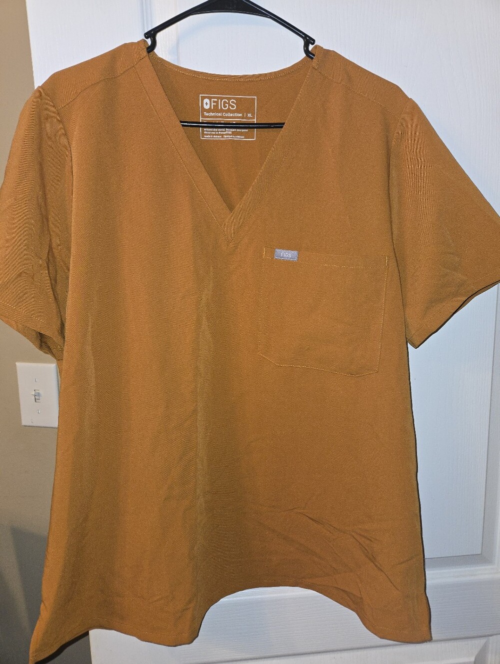 FIGS Women's V-Neck Top in Burnt Orange